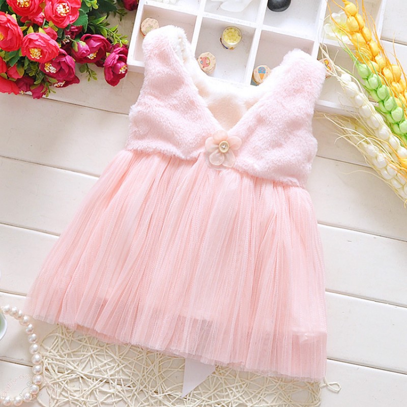lovely_cute_pink_faux_fur_party_dress