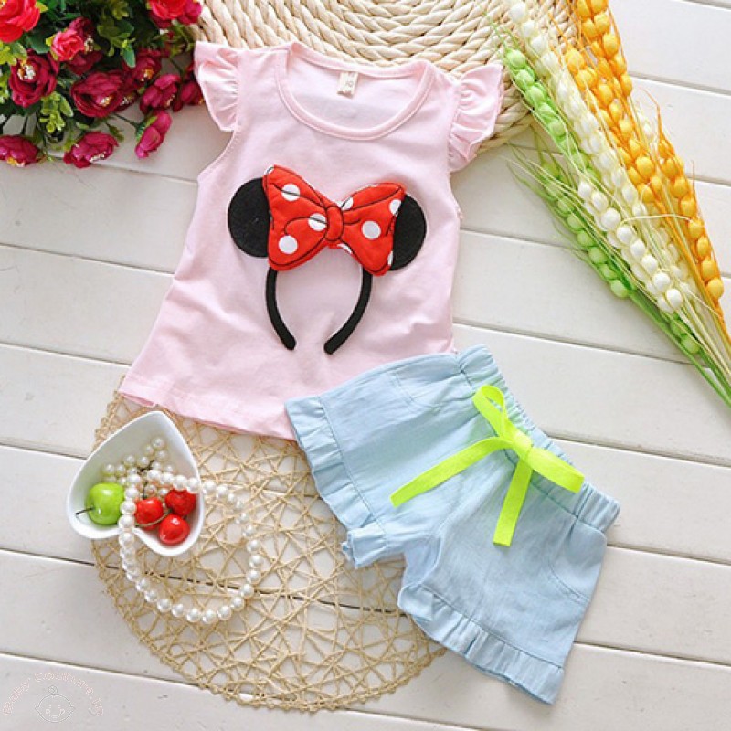 lovely_pink_minnie_summer_3d_shorts_set