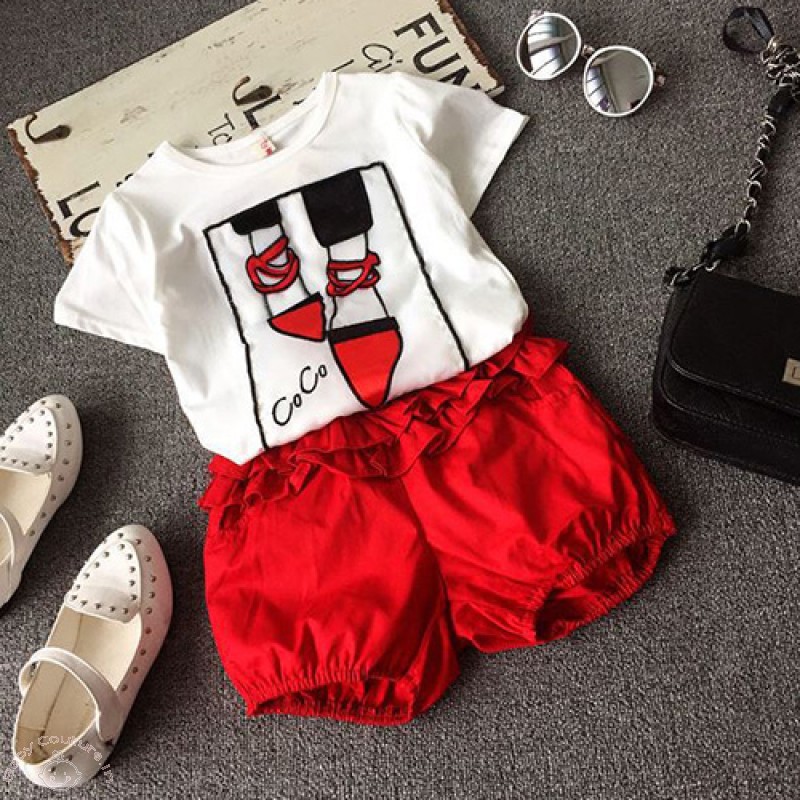 red_coco_heels_funky_top_shorts_set