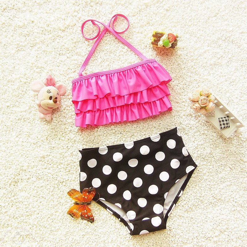 funky_ruffled_pink_top_polka_swim_suit_set