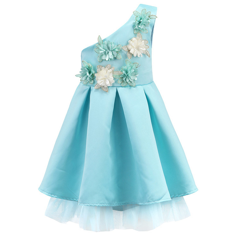 minty-blue-one-shoulder-kids-party-dress