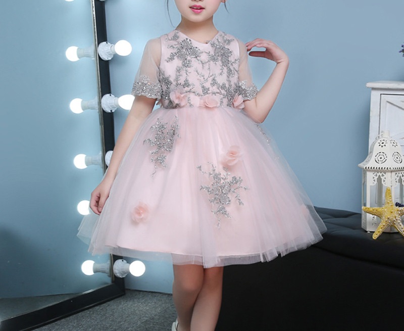 silver-embellished-lovely-peachy-kids-party-dress