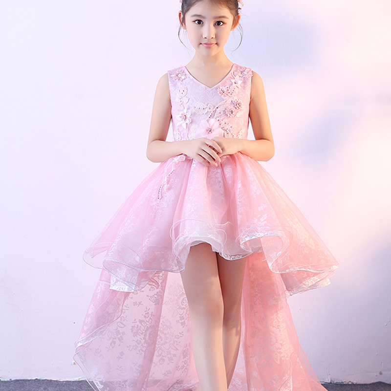  Aura Pink Exclusive Kids Party High Low Dress