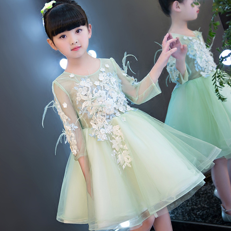 minty-feather-flower-bloom-kids-party-dress