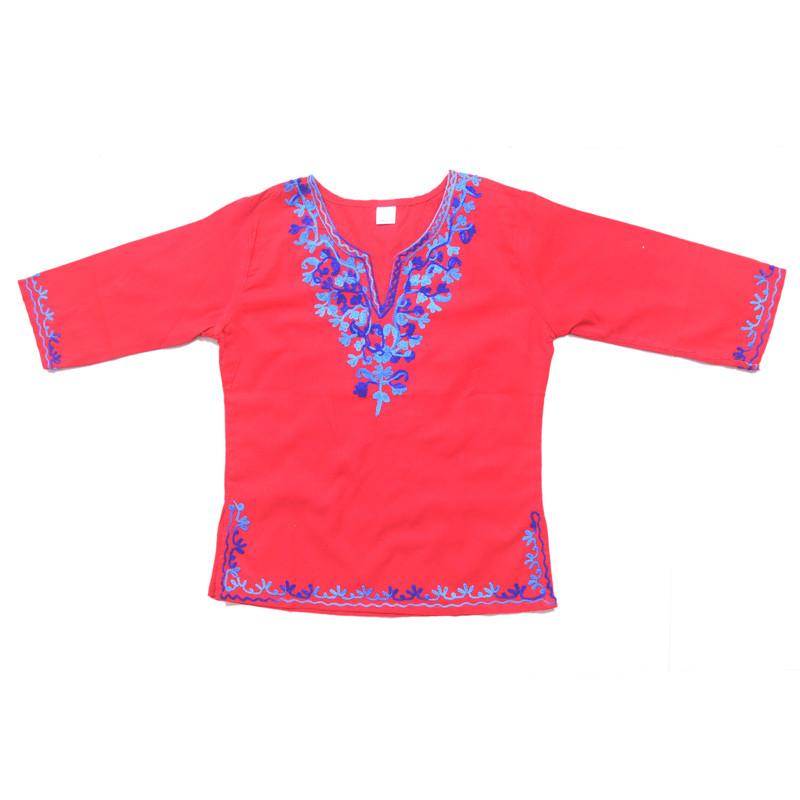 swankyme_red_blue_embroidered_kurti