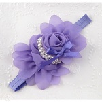 Purple Rose Pearl Chiffon Headband