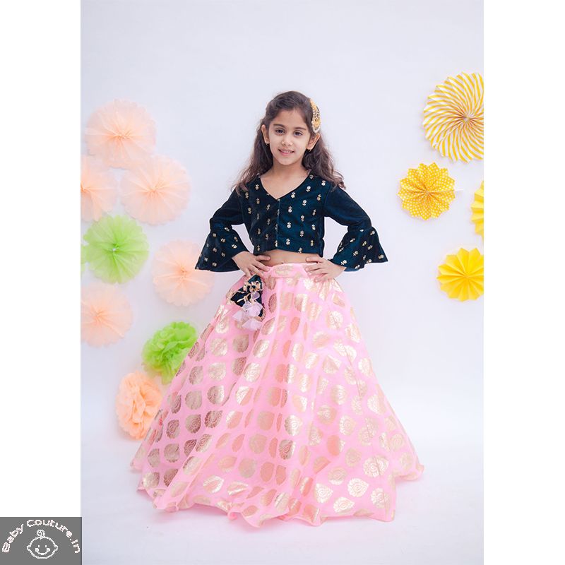 Dark Pink Color Embroidered Party Wear Net Kids Girl Lehenga Choli  -4466154820 | Heenastyle