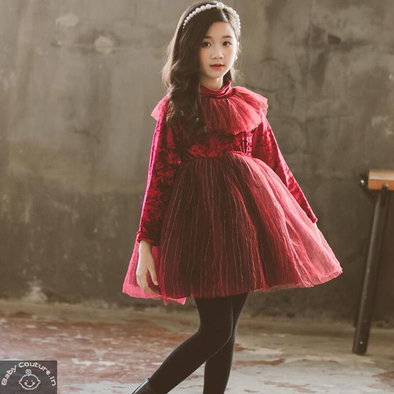 Gorgeous Red Velvet Girls Tutu Dress