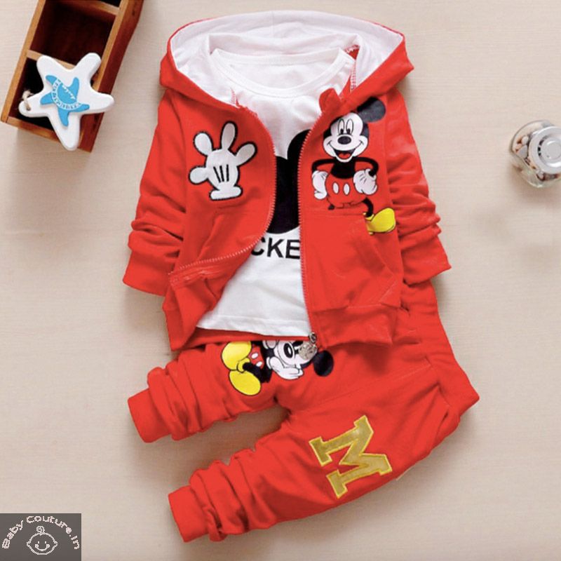 Urb-N-Angels Boys Red Disney Mickey Printed Clothing Set