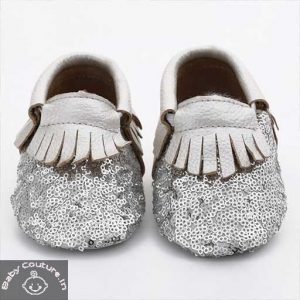 Funky Silver Sequin Baby Shoe