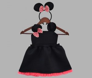Charming Black Mini Mouse Lycra Dress 