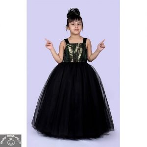 Classic Black and Gold Gown for Parties