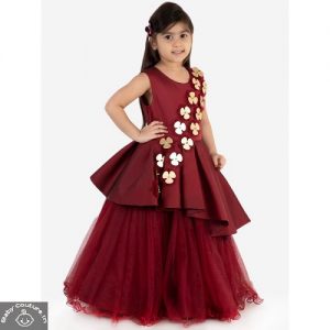 Elegant Red Full length Peplum styled Party Dress