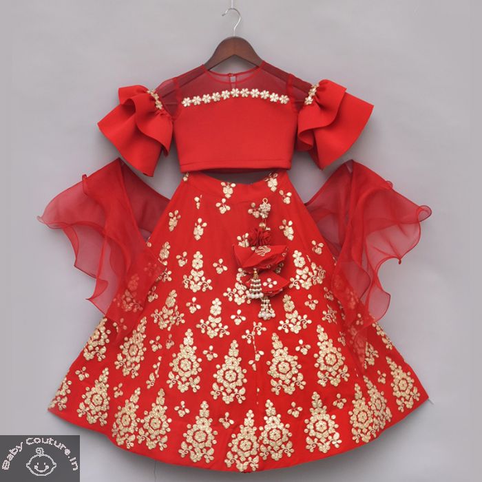 red lehenga for baby girl