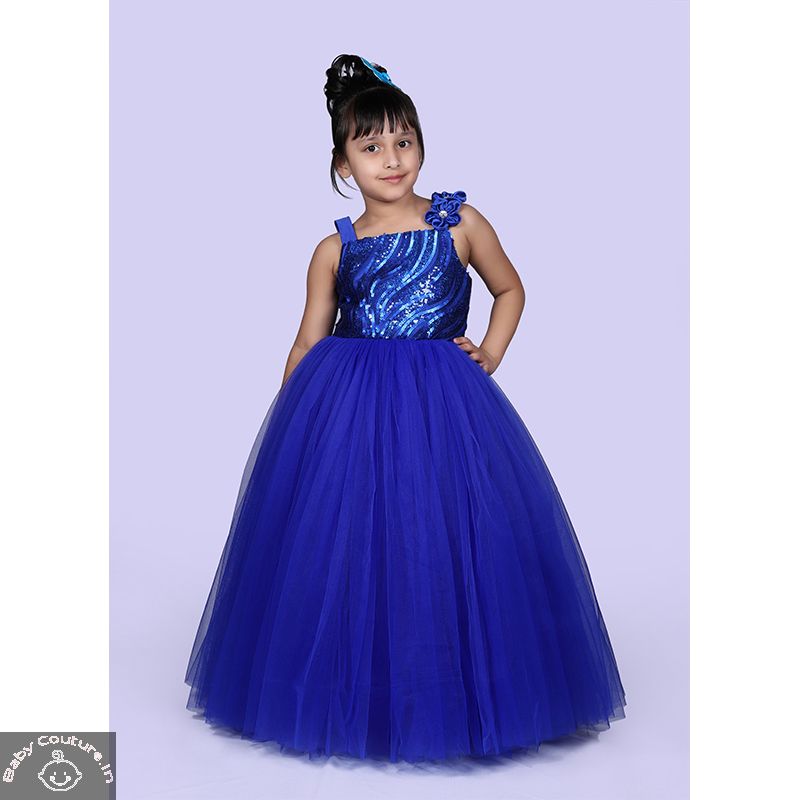 Fancy Blue Gown for the Girls - babycouture.in, buy diwali dresses for girls, diwali dresses for girls, diwali dress for baby girl, best diwali dress for girl, baby girl diwali dress, diwali outfits for girls,