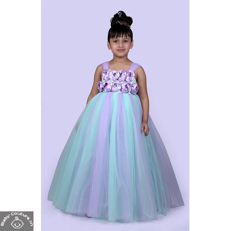 Blue and Purple Sleeveless Tutu Gown for the Girls - babycouture.in