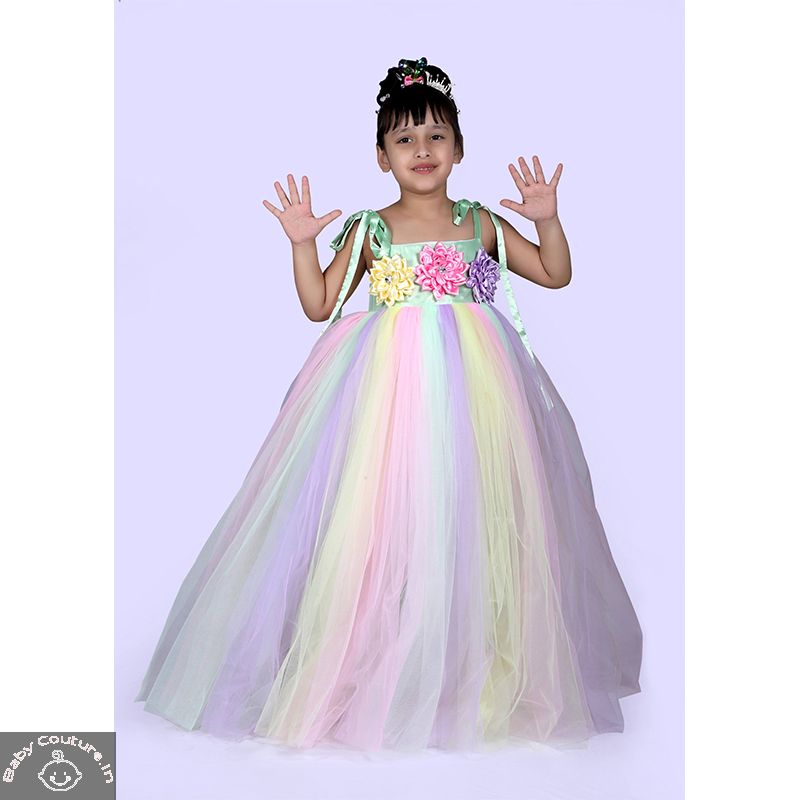Unicorn Flower Embellished Tutu Dress for Girls - babycouture.in