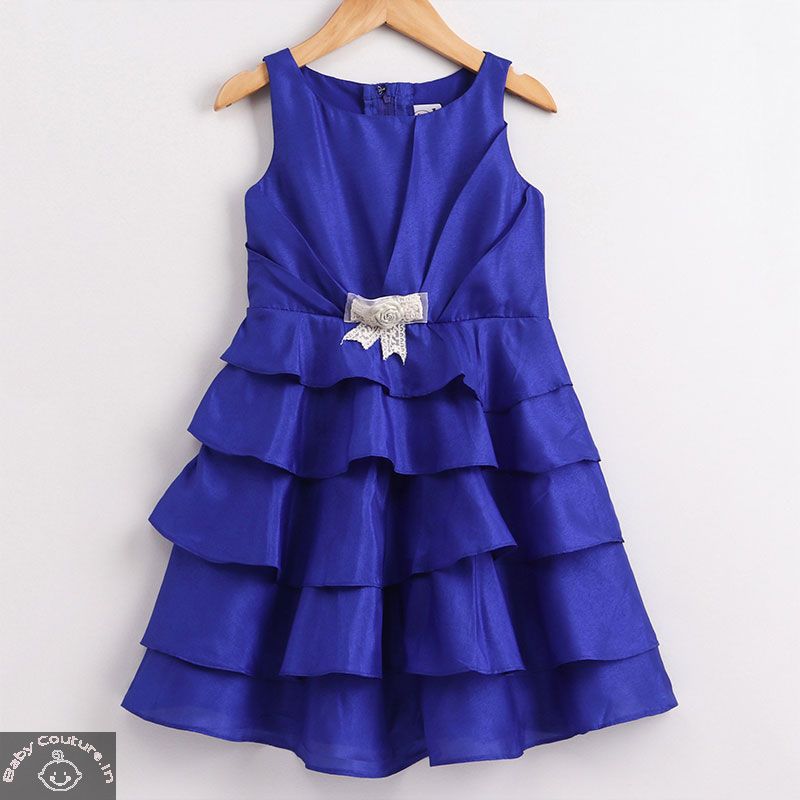 Royal Blue Shantoon Flared Gown for the Girls - babycouture.in