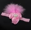 Pearl Feather Baby Pink Rosette Headband
