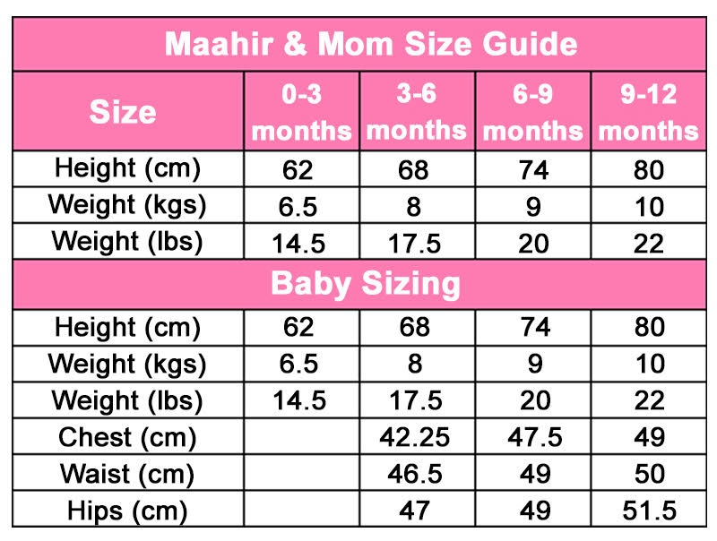 Maahir and MomSize Chart