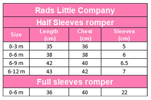 Rads Little CompanySize Chart